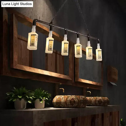 Loft black wine bottle frosted white glass pendant – restaurant light