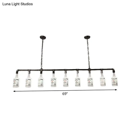 Loft black wine bottle frosted white glass pendant – restaurant light