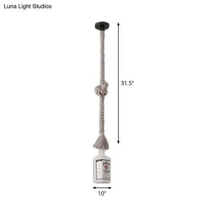 Loft black wine bottle frosted white glass pendant – restaurant light