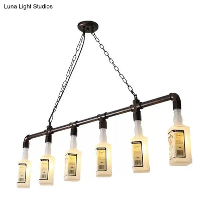 Loft black wine bottle frosted white glass pendant – restaurant light