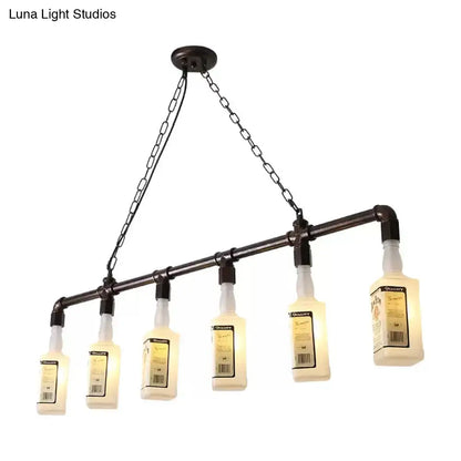 Loft black wine bottle frosted white glass pendant – restaurant light