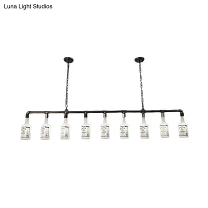 Loft black wine bottle frosted white glass pendant – restaurant light