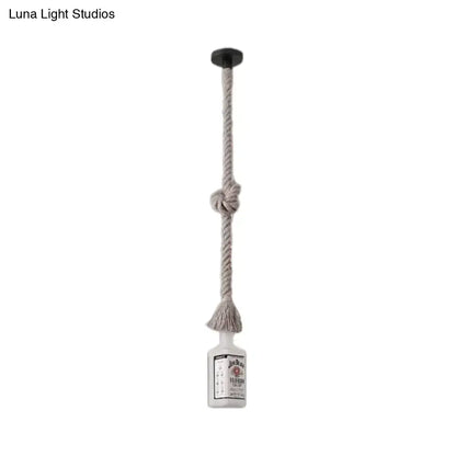 Loft black wine bottle frosted white glass pendant – restaurant light