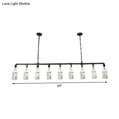 Loft black wine bottle frosted white glass pendant – restaurant light