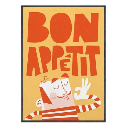 Set of 6 colorful fun beans on toast canvas painting kitchen posters