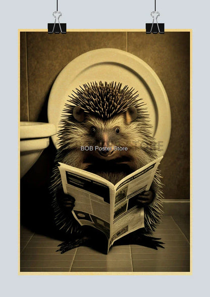 DecorBites™ Funny Animal Bathroom Poster for DIY Home Decor