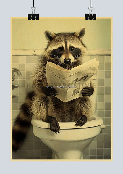 DecorBites™ Funny Animal Bathroom Poster for DIY Home Decor