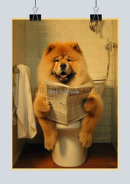 DecorBites™ Funny Animal Bathroom Poster for DIY Home Decor