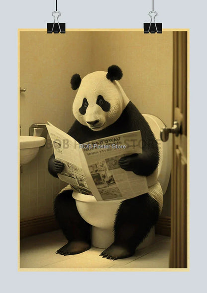 DecorBites™ Funny Animal Bathroom Poster for DIY Home Decor