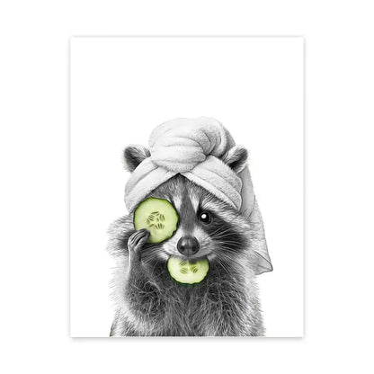 Funny animal baby chimp with toilet paper bathroom poster