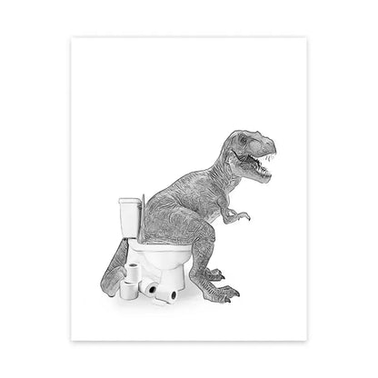 Funny animal baby chimp with toilet paper bathroom poster