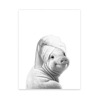Funny t-rex canvas painting for bathroom wall art