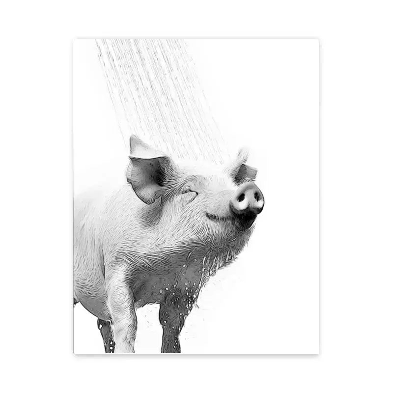 Funny bear wall art black and white bathroom canvas print