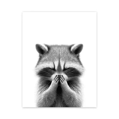 Funny bear wall art black and white bathroom canvas print