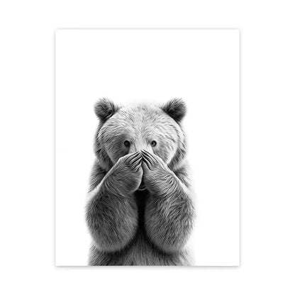 Funny raccoon animal wall art bathroom canvas print