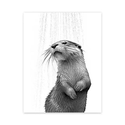 Funny bear wall art black and white bathroom canvas print