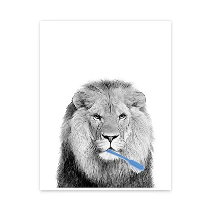 Funny elephant on toilet animal bathroom wall art print