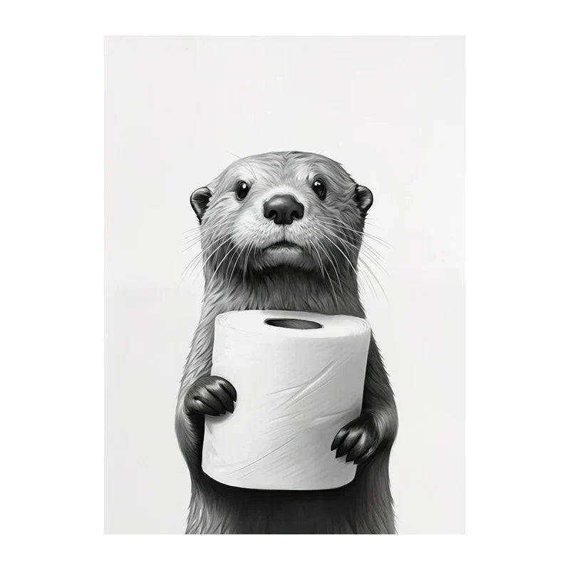 DecorBites™ Funny Animals Canvas Wall Art for Bathroom Home