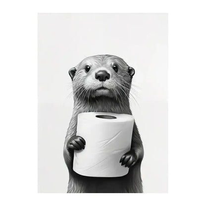 Black and white funny animals wall art – bathroom framed prints