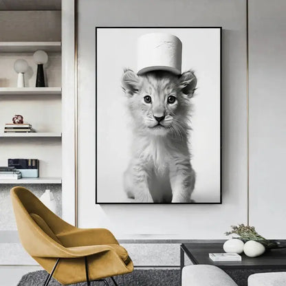 Black and white funny animals wall art – bathroom framed prints