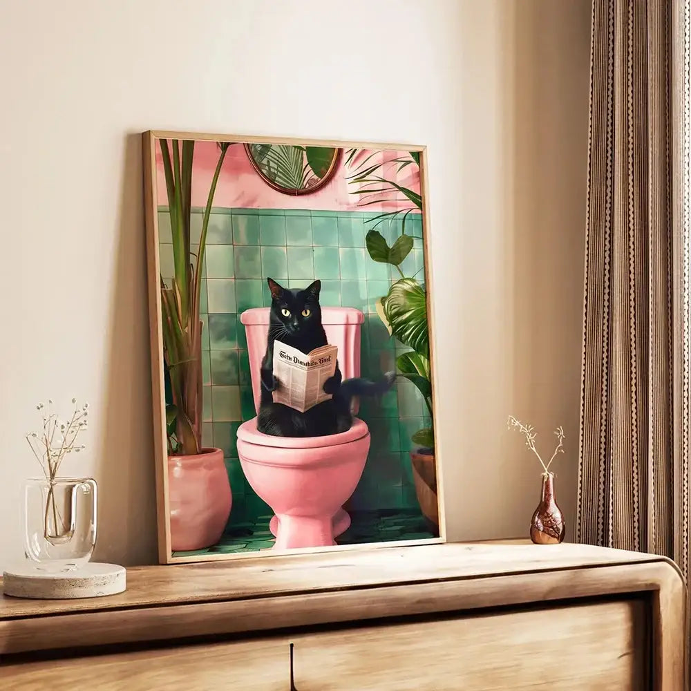 Funny koala reading newspaper bathroom canvas wall art