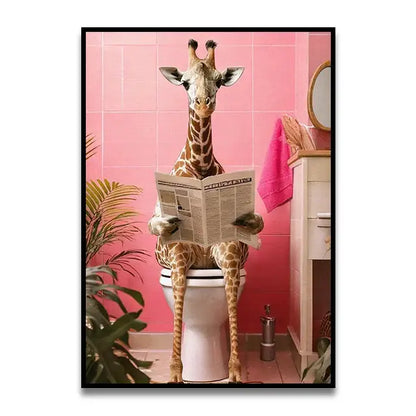 Funny koala reading newspaper bathroom canvas wall art