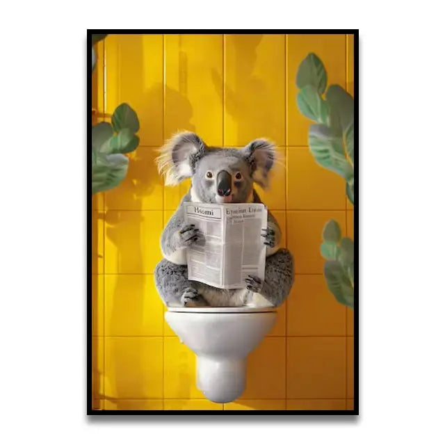 Funny zebra in pink fur coat canvas wall art bathroom decor