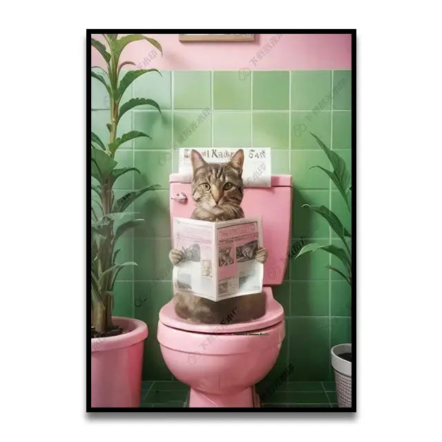 Funny koala reading newspaper bathroom canvas wall art