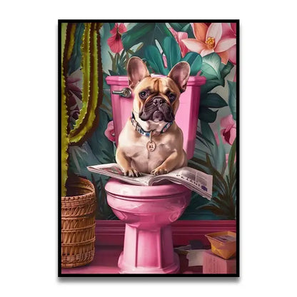 Funny koala reading newspaper bathroom canvas wall art