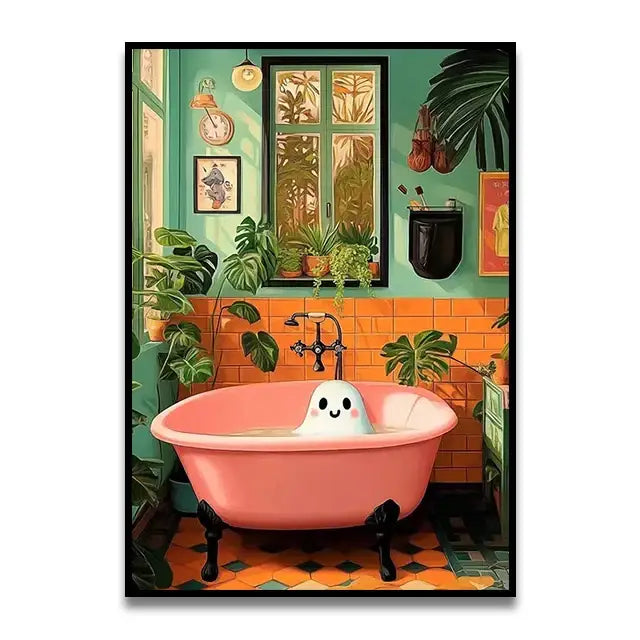 Funny koala reading newspaper bathroom canvas wall art