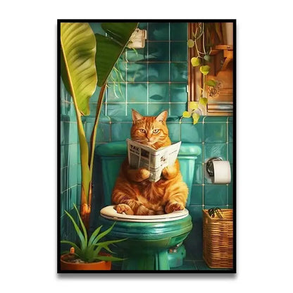 Funny zebra in pink fur coat canvas wall art bathroom decor