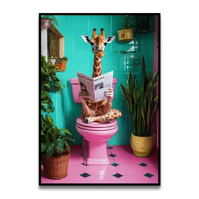 Funny koala reading newspaper bathroom canvas wall art
