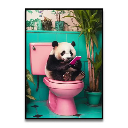 Funny koala reading newspaper bathroom canvas wall art