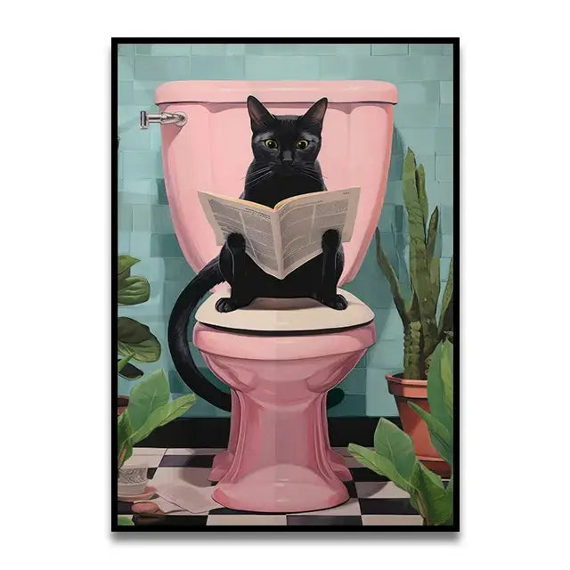 Funny ghost in santa hat bathroom toilet canvas wall art
