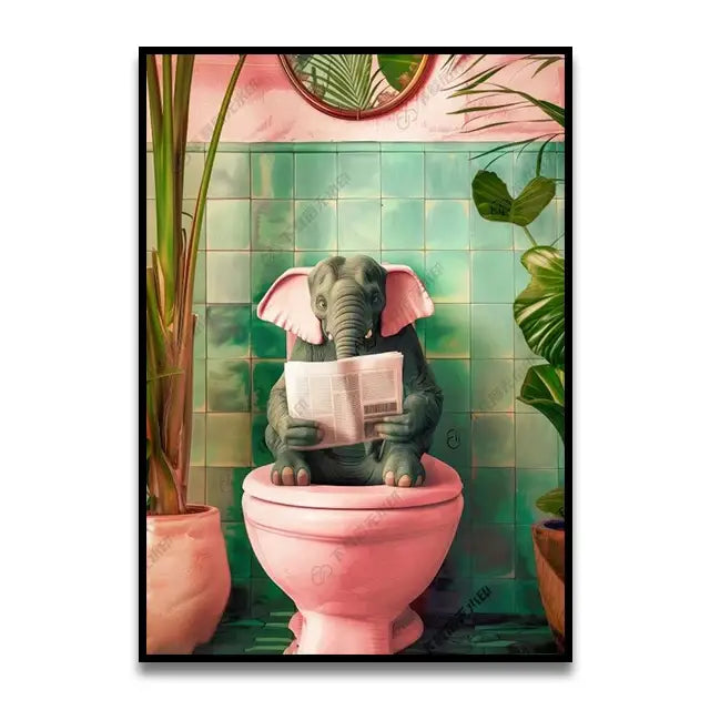 Funny ghost in santa hat bathroom toilet canvas wall art