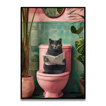 Funny ghost in santa hat bathroom toilet canvas wall art