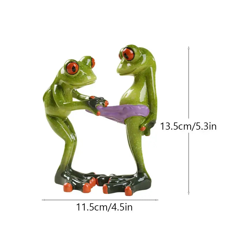 funny frog couple resin decor bedroom figurine