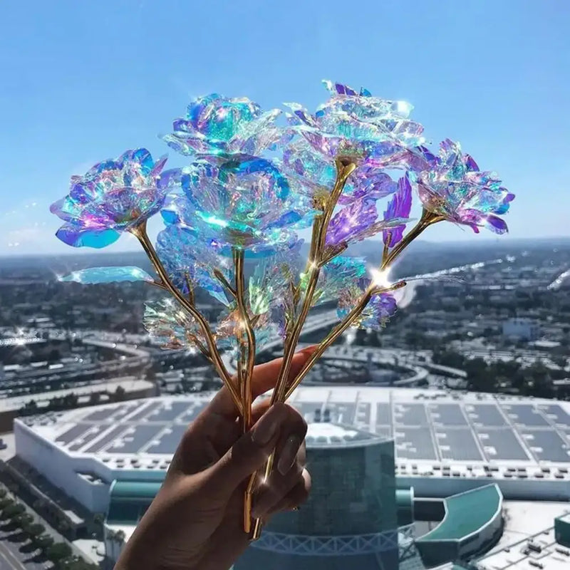 Decorbites galaxy rose iridescent blue & purple wedding centerpiece