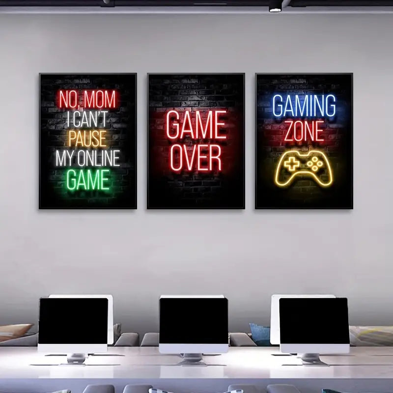 DecorBites™ Gamer Room Decor Set - Graffiti Gamepad Canvas Prints