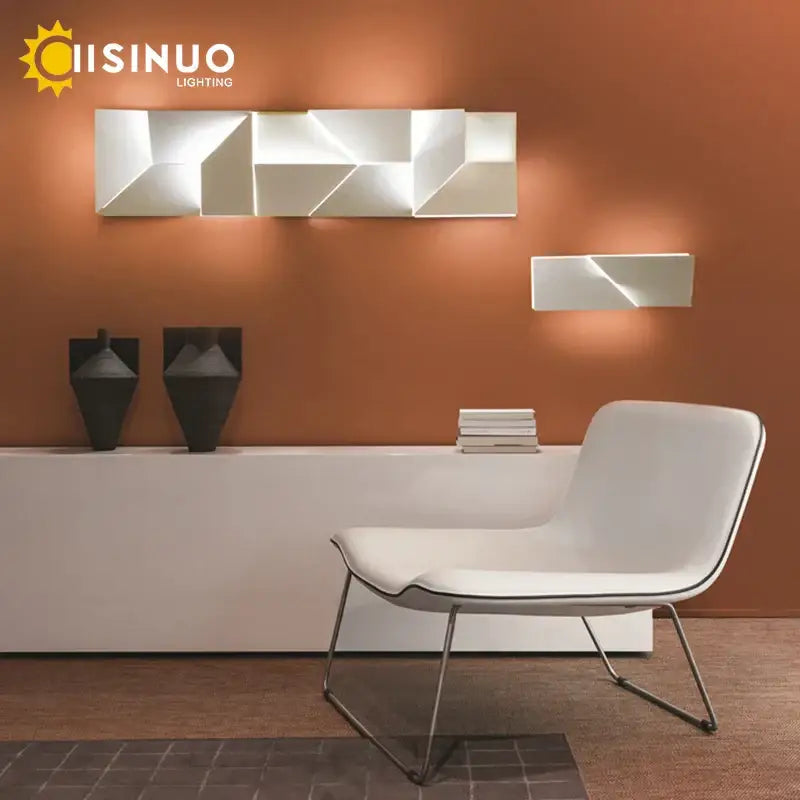 geometric art white wall lamp for bedroom living room
