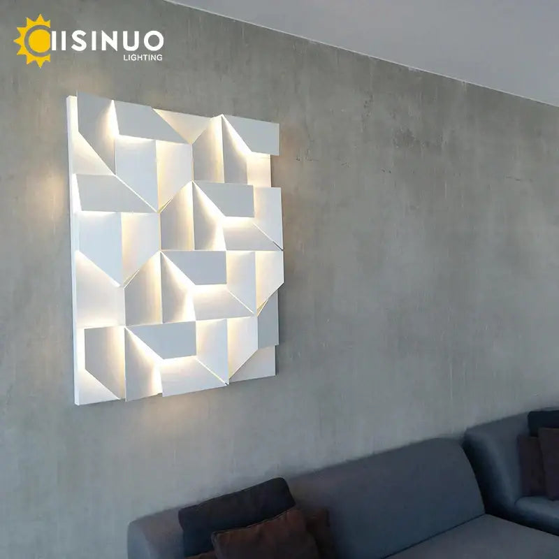 geometric art white wall lamp for bedroom living room
