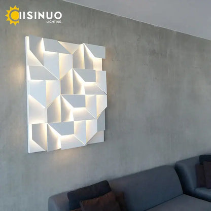 geometric art white wall lamp for bedroom living room