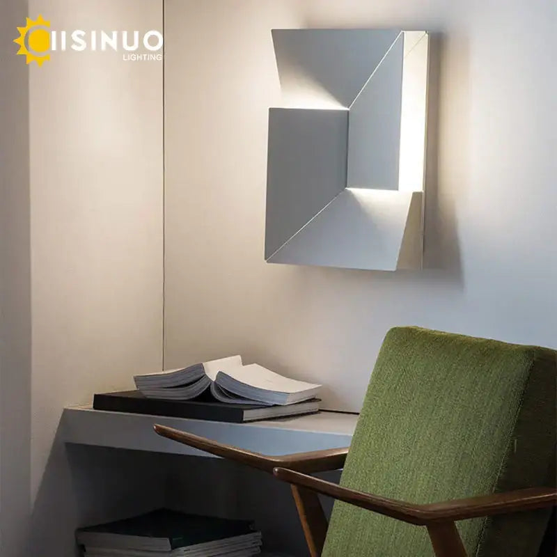 geometric art white wall lamp for bedroom living room