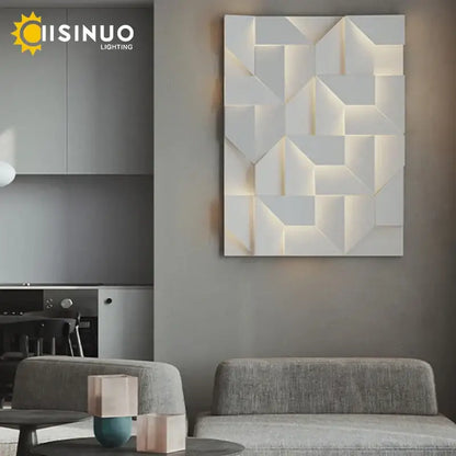 geometric art white wall lamp for bedroom living room