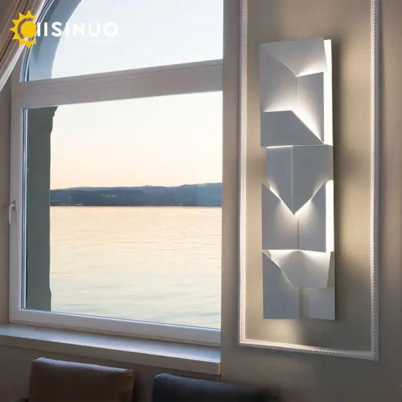 geometric art white wall lamp for bedroom living room