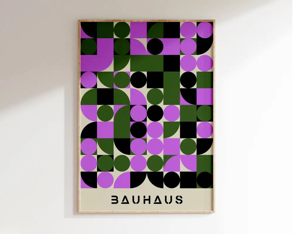 Geometric bauhaus canvas poster red & blue living room wall art