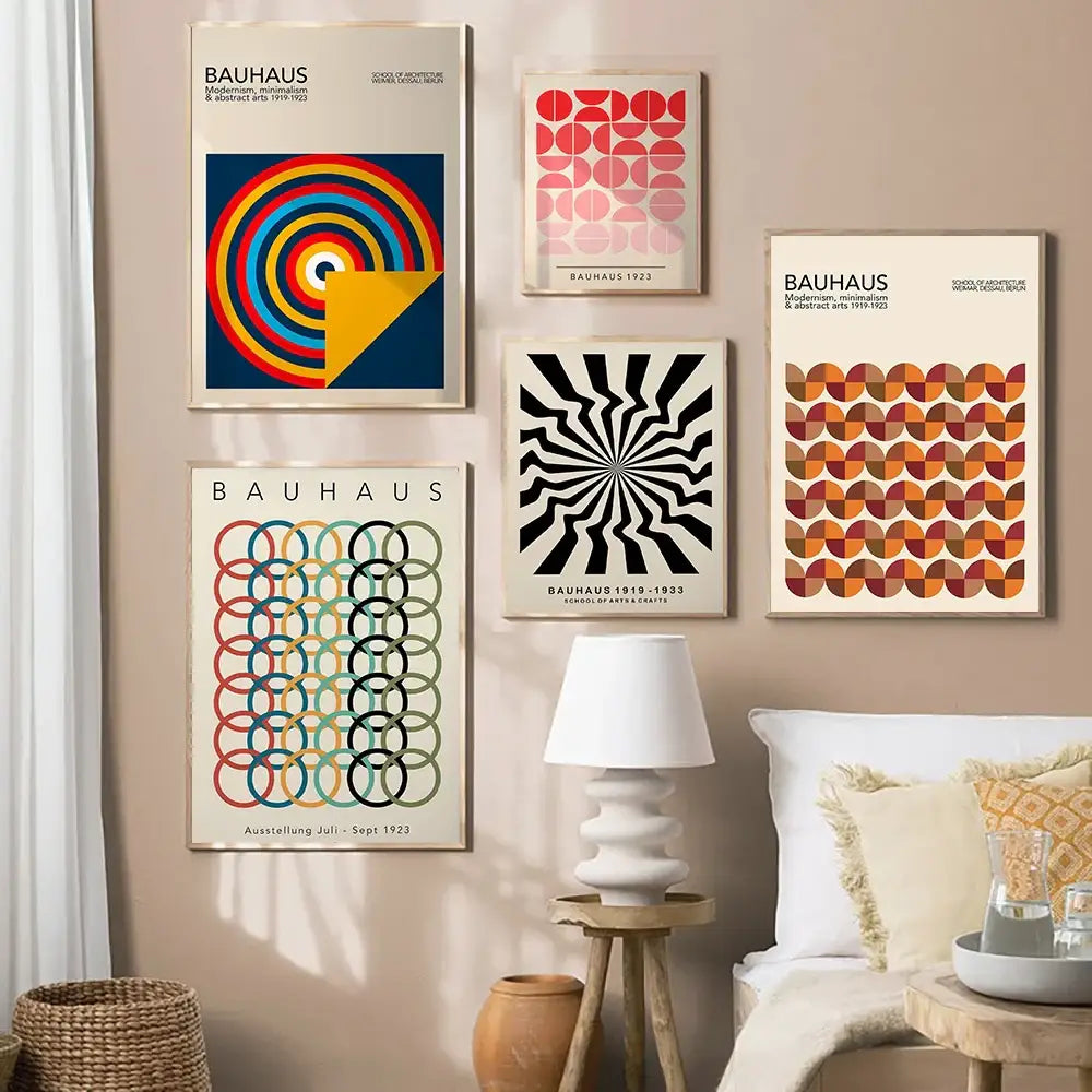 Colorful geometric bauhaus canvas poster living room home decor