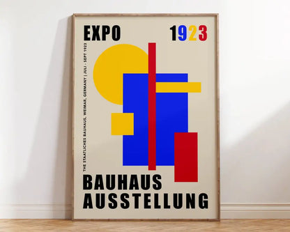 Geometric bauhaus canvas poster black & orange living room art