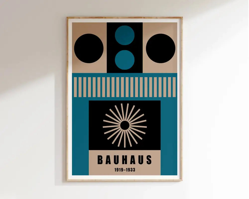 Modern pink geometric bauhaus canvas poster living room wall art