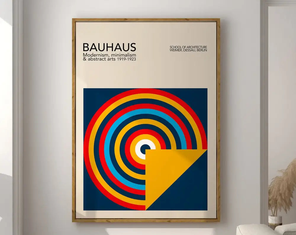 Modern pink geometric bauhaus canvas poster living room wall art